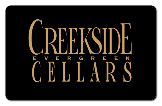 golden creekside cellars text on a black background